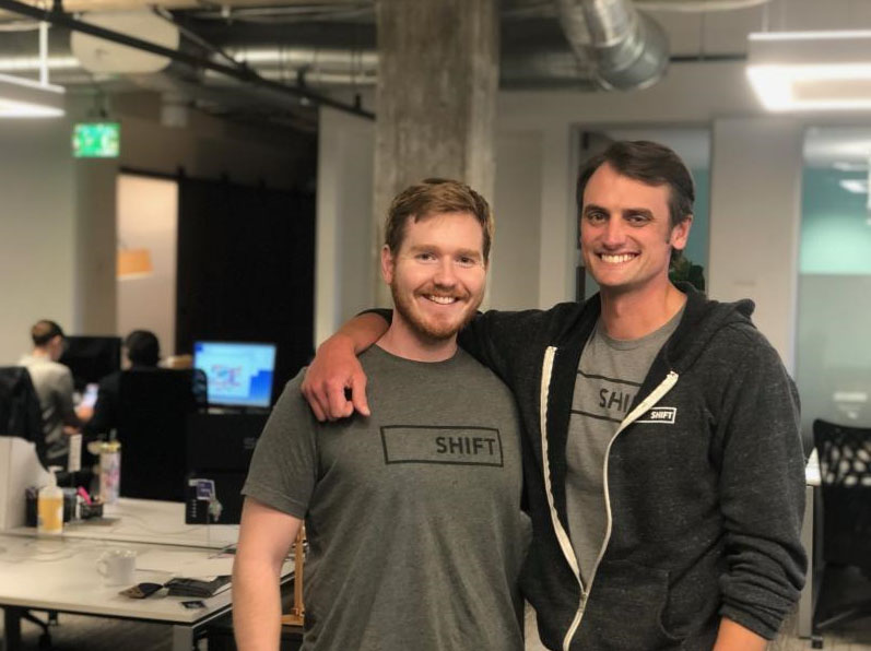 Veteran and Shift Founder Mike Slagh (R) with Senior Manager of Admissions & Support Will Tyndall (L), who was hired straight out of the Marines three years ago and is one of Shift’s longest tenured teammates 